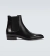 Saint Laurent Leather Wyatt Chelsea Boots In Black