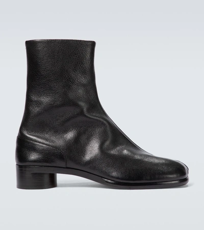 Maison Margiela Vintage Leather Tabi Boots In Black