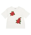 DOLCE & GABBANA FLORAL APPLIQUÉ COTTON T-SHIRT,P00539443