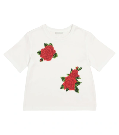 Dolce & Gabbana Kids' Girls White & Red Roses T-shirt