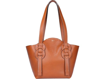 Chloé Brown Darryl Small Leather Tote Bag In Beige
