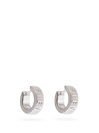 Balenciaga Force Logo-engraved Sterling-silver Hoop Earrings In Shiny Silver