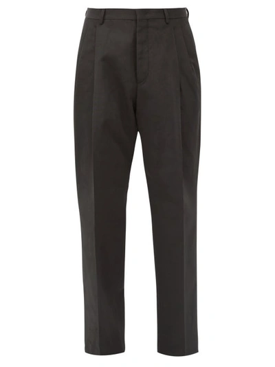 Valentino Cotton-blend Faille Straight-leg Trousers In Black