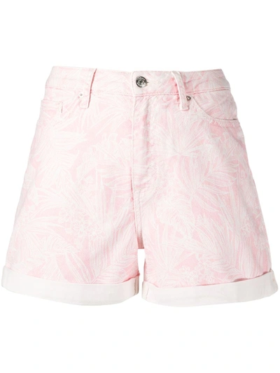 Tommy Hilfiger Botanical-print Denim Shorts In Pink