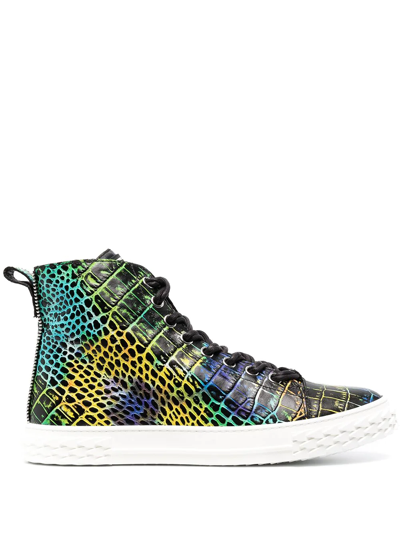 Giuseppe Zanotti Blabber Crocodile-effect Leather Sneakers In Multicolour