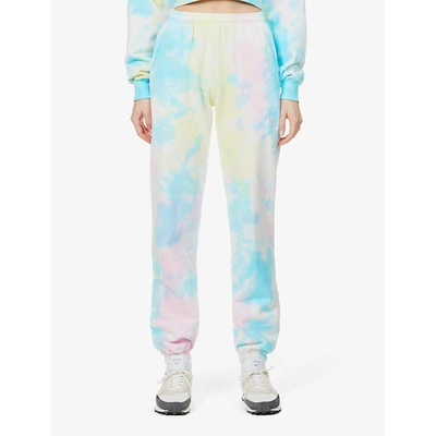 Livincool Essential Tie-dye Pattern High-rise Cotton-jersey Jogging Bottoms In Blue