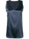 Brunello Cucinelli Sleeveless Silk-blend Tank Top In Blue