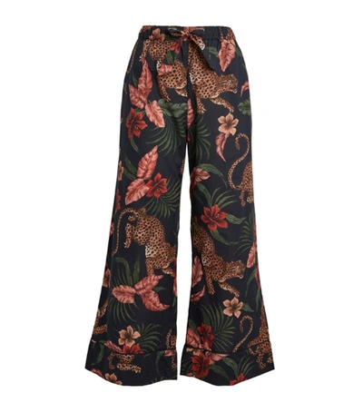 Desmond & Dempsey Soleia Printed Cotton Pyjama Trousers In Navy