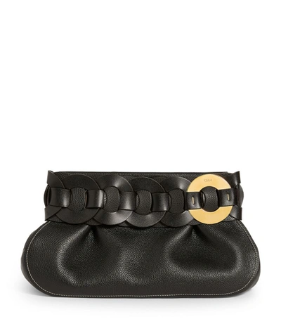 Chloé Darryl Braided Grained-leather Clutch Bag In Black