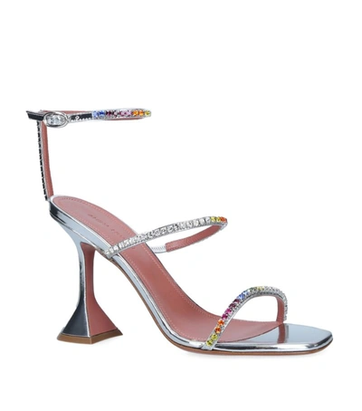 Amina Muaddi Embellished Metallic-leather Gilda Sandals 95