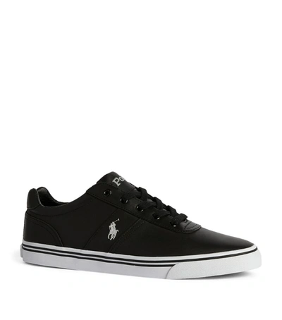 Polo Ralph Lauren Leather Hanford Sneakers In Black