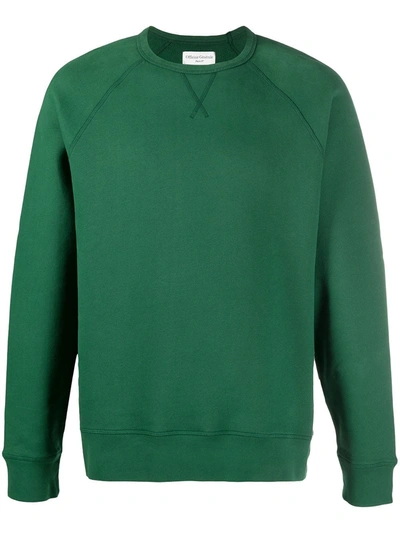 Officine Generale Long-sleeved Cotton Sweatshirt In Green