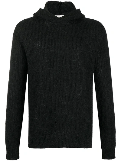 Stephan Schneider Ribbed-knit Hooded Jumper In Black