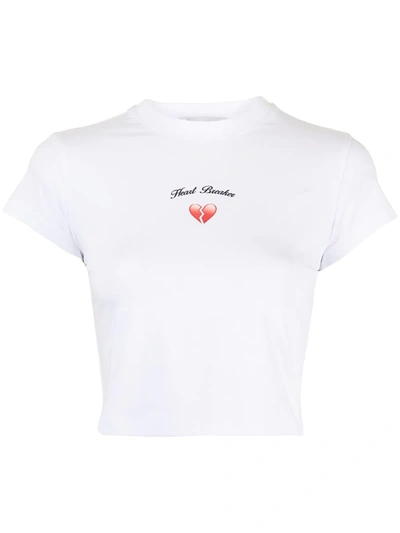 Ground Zero Heart-print Cropped T-shirt In White