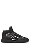 Valentino Vl7n Logo-print Mid-top Leather Trainers In Black