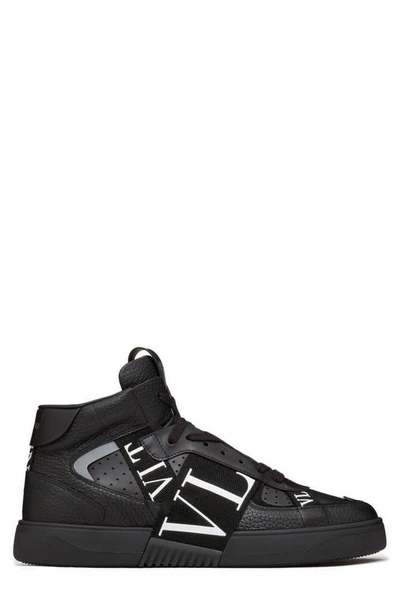 Valentino Garavani Garavani Leather Vl7n Mid-top Sneakers In Black