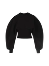 Bottega Veneta Stretch Wool Sweater With Oversize Sleeves In Black