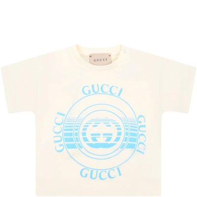 Gucci Ivory T-shirt For Babykids With Logos