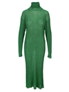 BALENCIAGA GREEN METALLIC-SHEEN LONG DRESS,11680138