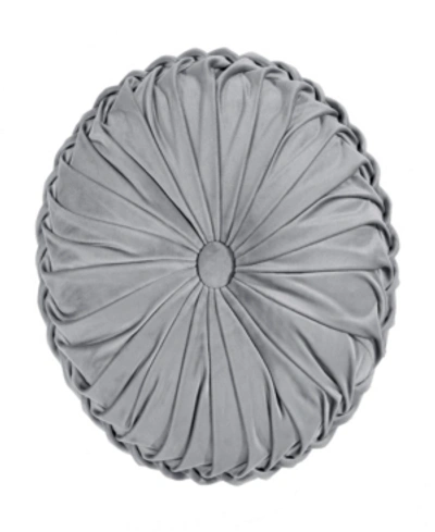 Lush Decor Round Pleated Soft Velvet Decorative Pillow, 15" Round In Dark Gray