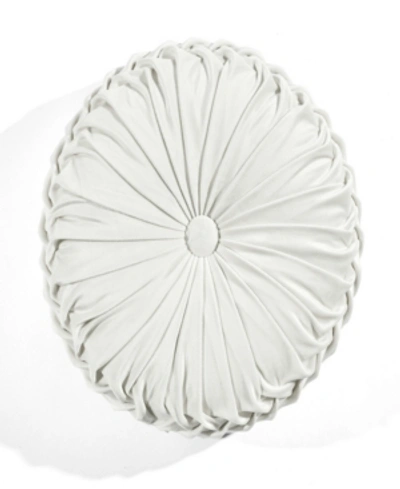 Lush Decor Round Pleated Soft Velvet Decorative Single Pillow, 15" In White