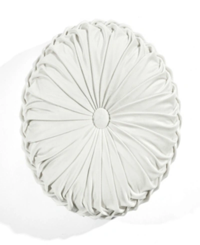 Lush Decor Round Pleated Soft Velvet Decorative Pillow, 15" Round In White