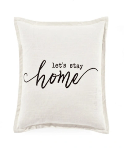 Lush Decor Let's Stay Home Script Decorative Single Pillow Cover, 20" X 20" In White