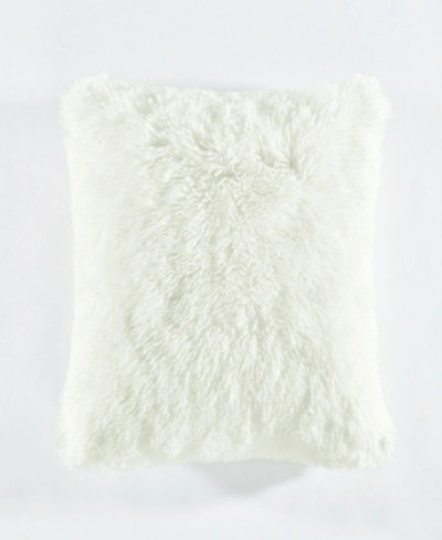 Lush Decor Emma Faux Fur Decorative Single Pillow Cover, 20" X 20" In White