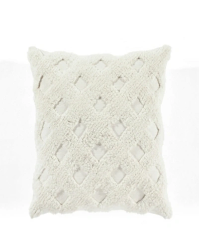 Lush Decor Tufted Diagonal Decorative Single Pillow Cover, 20" X 20" In White