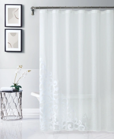 Dainty Home Stella 70" X 72" Chenille Embroidederd Shower Curtain In White,white