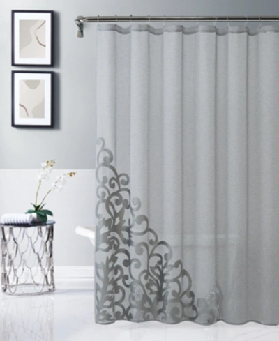 Dainty Home Natalie Shower Curtain, 70" W X 72" L Bedding In Silver