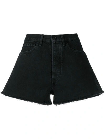 3x1 Raw-cut Hem Shorts In Black