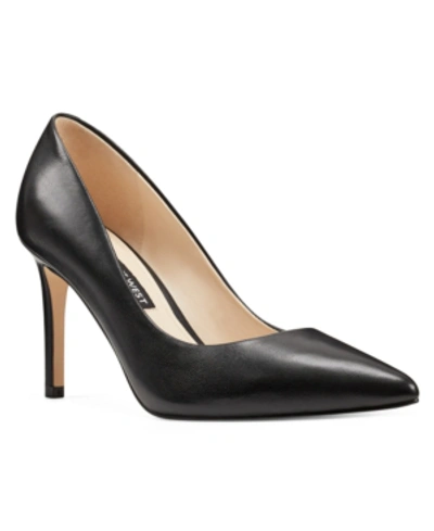 Nine West Women's Ezra Stiletto Pointy Toe Dress Pumps In Black Leather