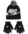 Nike 2-pc. Swoosh Beanie & Gloves Set, Big Boys In Black