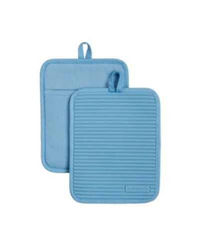 Kitchenaid Ribbed Soft Silicone 2-pc. Pot Holder Set In Blue Velvet