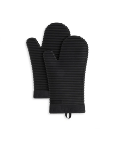 Kitchenaid Ribbed Soft Silicone 2-pc. Oven Mitt Set In Onyx Black