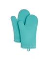 Kitchenaid Ribbed Soft Silicone 2-pc. Oven Mitt Set In Aqua Sky