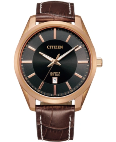 Citizen Men's Quartz Brown Leather Strap Watch 42mm
