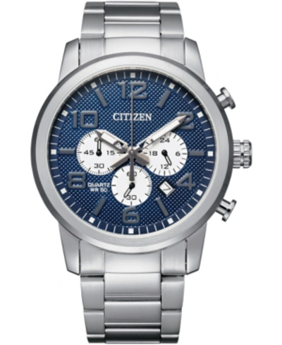 Citizen Men's Quartz Chronograph Stainless Steel Bracelet Watch 42mm In Silver