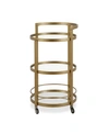 HUDSON & CANAL HAUSE ROUND BAR CART WITH MIRRORED SHELF