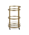 Hudson & Canal Hause Round Bar Cart With Mirrored Shelf In Gold-tone