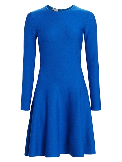 Akris Punto Women's Long Sleeve Wool Fit-&-flare Dress In Electric Blue