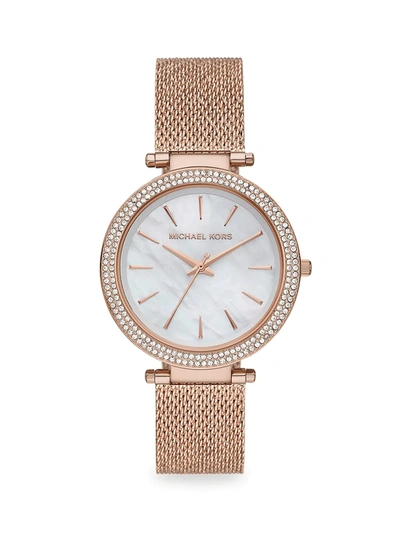 Michael Kors Women's Darci Pavé Rose Goldtone Bracelet Watch In Pink