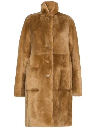 Joseph Brittany Reversible Shearling And Leather Coat In Brown