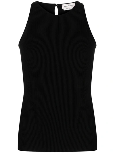 Alexander Mcqueen Sleeveless Cashmere Knit Jumper In Black