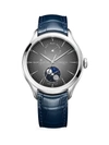 Baume & Mercier Women's Clifton Baumatic Stainless Steel & Alligator Strap Day-date Moon Phase Chronometer Watch In Blue