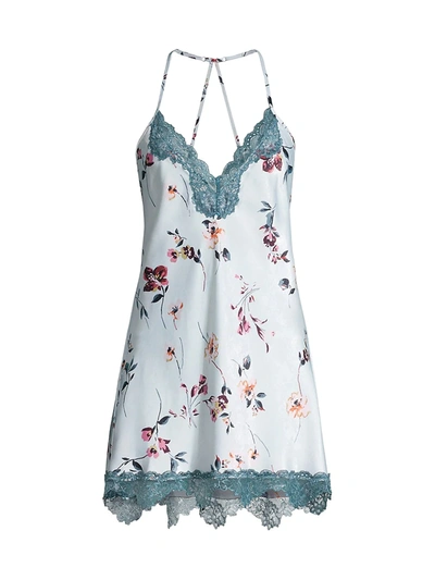 In Bloom Women's Ivy Chemise Lace Night Gown In Blue Sage