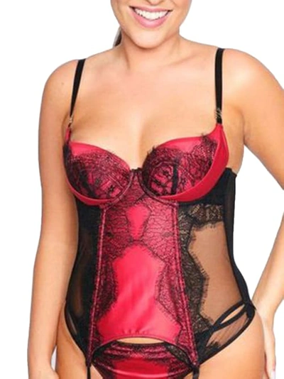 Ann Summers The Siren Basque Garter Bustier In Red,black