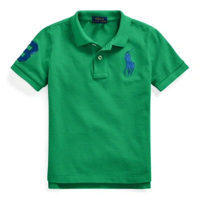 Polo Ralph Lauren Kids' Big Pony Cotton Mesh Polo Shirt In Golf Green