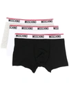Moschino Pack Of Three Logo-waistband Stretch-cotton Boxers In White